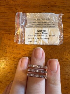 Bomb Party Modern Marvel Rose Gold Plated Cubic Zirconia Stackable Ring